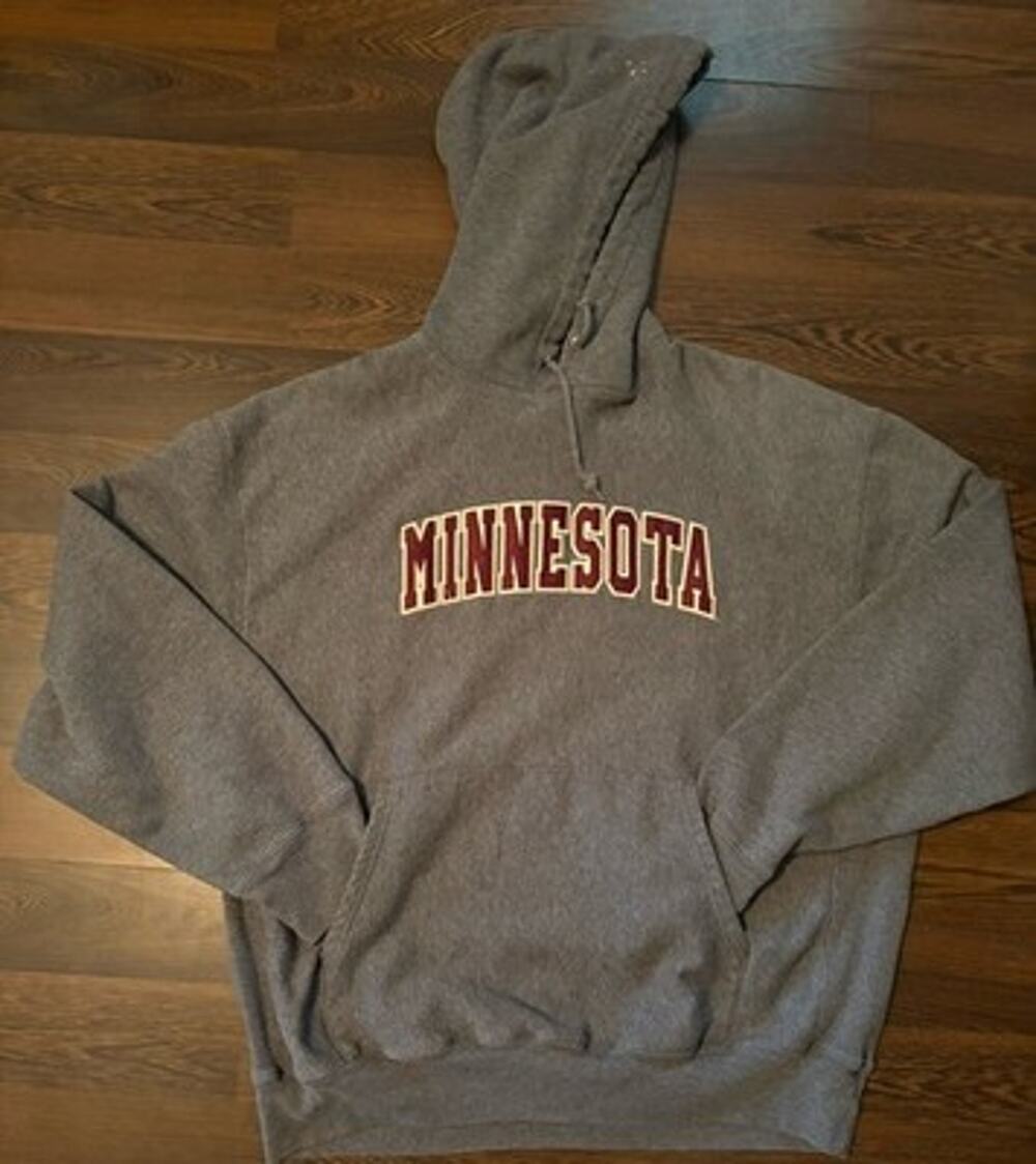 Champion Minnesota Hoodie Heather Gray Spellout Men XL